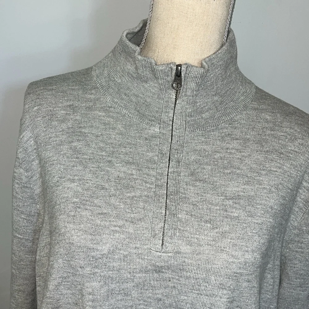 J Crew Mercantile Gray Zip Up Sweater High Collar Large.  Merino Wool Blend.